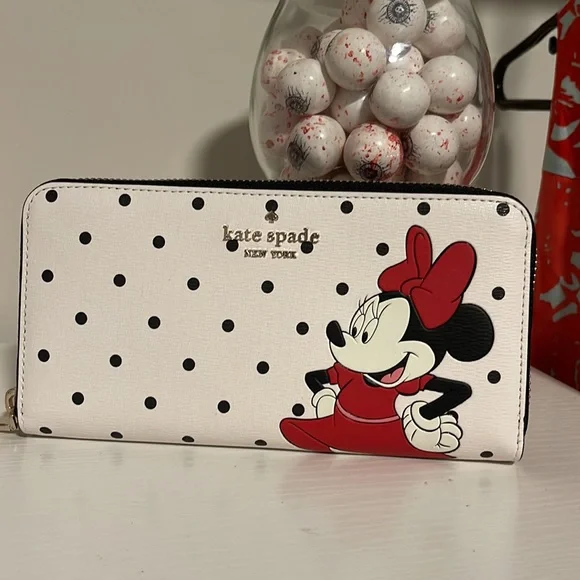 KATE SPADE DISNEY POLKA DOT LARGE CONTINENTAL WALLET Minnie Mouse - Picture 4 of 11